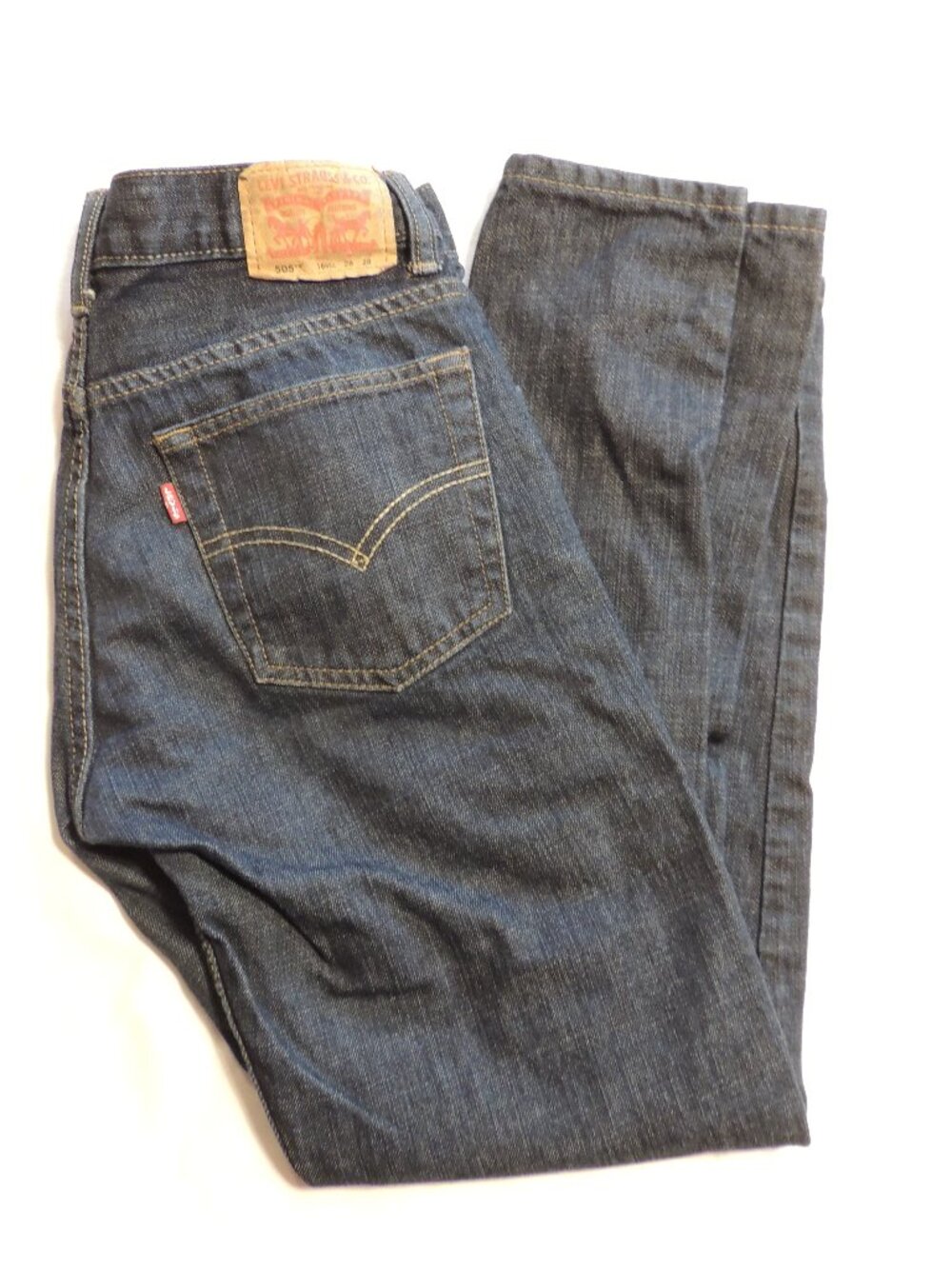 Levi 505 Jeans Vintage 90s Bat Wing Tag Woman 28x28 Pockets Blue Denim Jeans